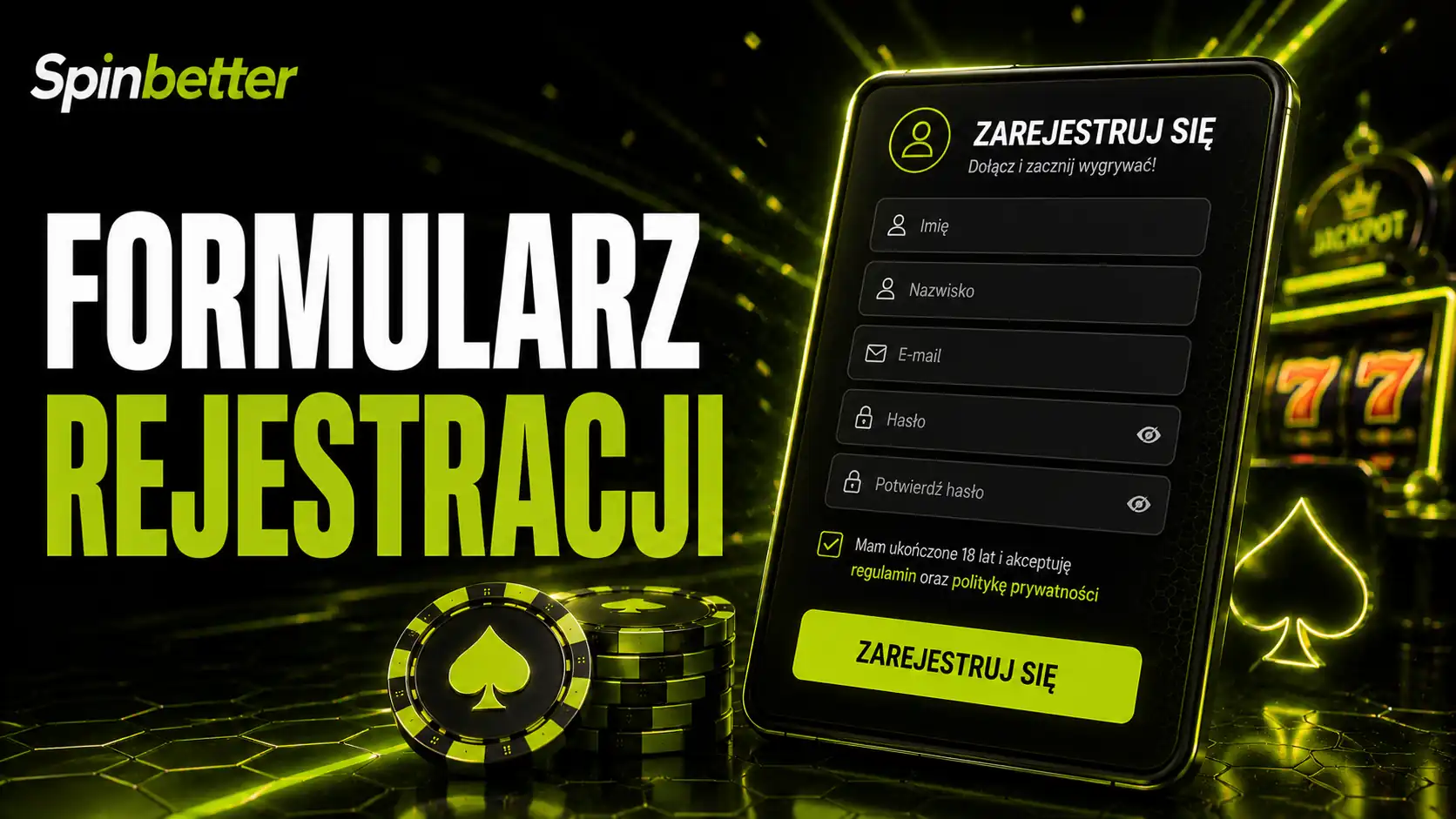 SpinBetter registration — formularz zakładania konta z wyborem waluty